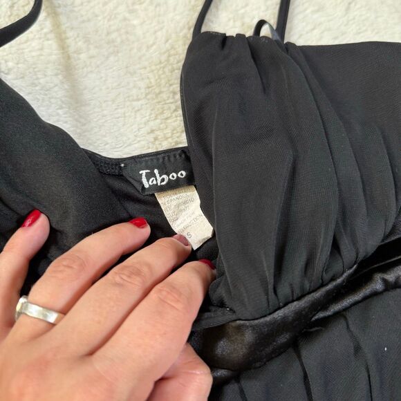 Vintage Y2K Taboo Black Mini V Neck Dress - Picture 3 of 5